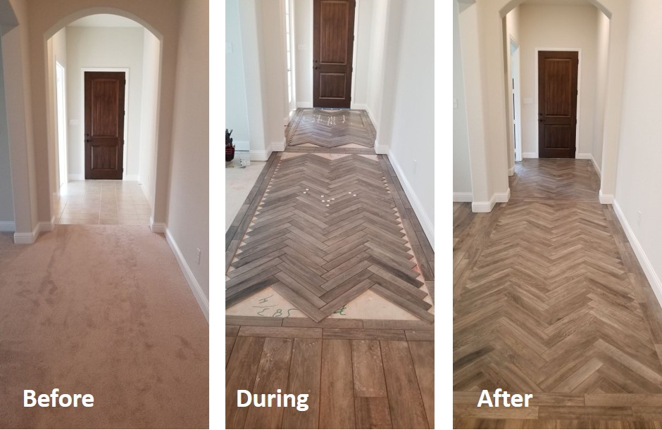 Hall Porcelain Tile Flooring Installation